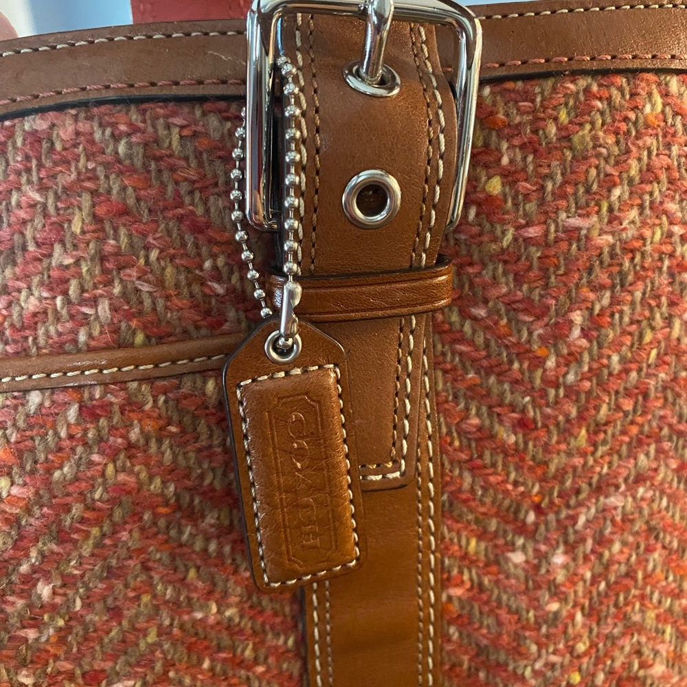 Coach Herringbone Tweed, Suede & Leather Tote Bag stunner